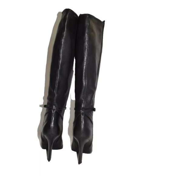 $600 REISS CAITLIN LEATHER KNEE HIGH BOOTS POINTY TOE HEEL BLACK 41 (1) (MF8) - Picture 6 of 8